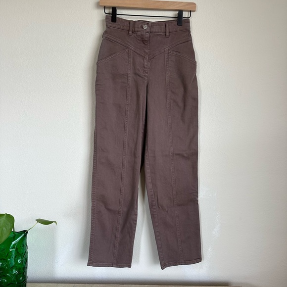 Aritzia Wilfred Free Archer Brown High Rise Straight Leg Jeans - Picture 3 of 12